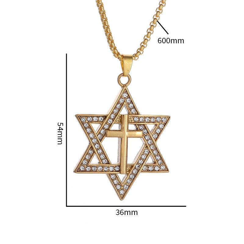 Mode Accessoires Accessoires Diamant Hexagramm Anhänger Halskette Trendige Schlüsselbeinkette beige