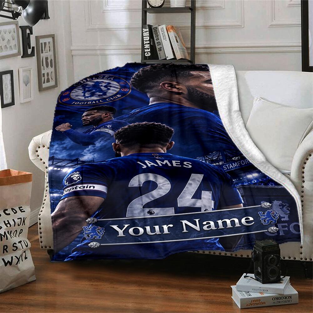 Chelsea Fc Football Player Customize Your Name Blanket Cozy Personalized Blanket Comfortable Great for Bed Office Chair Nap Chair Ideal for All Season