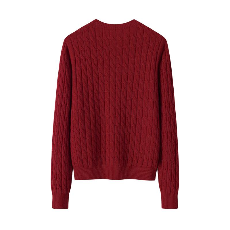 Women's Cashmere Knit Drop Shoulder Sweater – 12-Gauge Round Neck Versatile Pullover