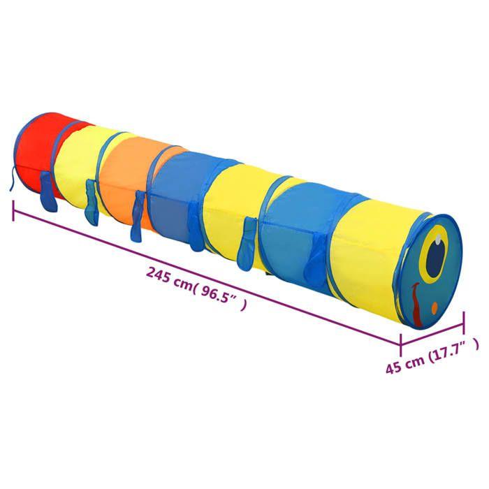 3107762 vidaXL Tunnel de jeu pour enfants avec 250 balles Multicolore 245 cm