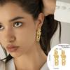 Exaggerate Trendy Liquid Lava Metal Heart Drop Stud Earrings for Women Charm Geometric Irregular Folds Party Jewelry Accessory