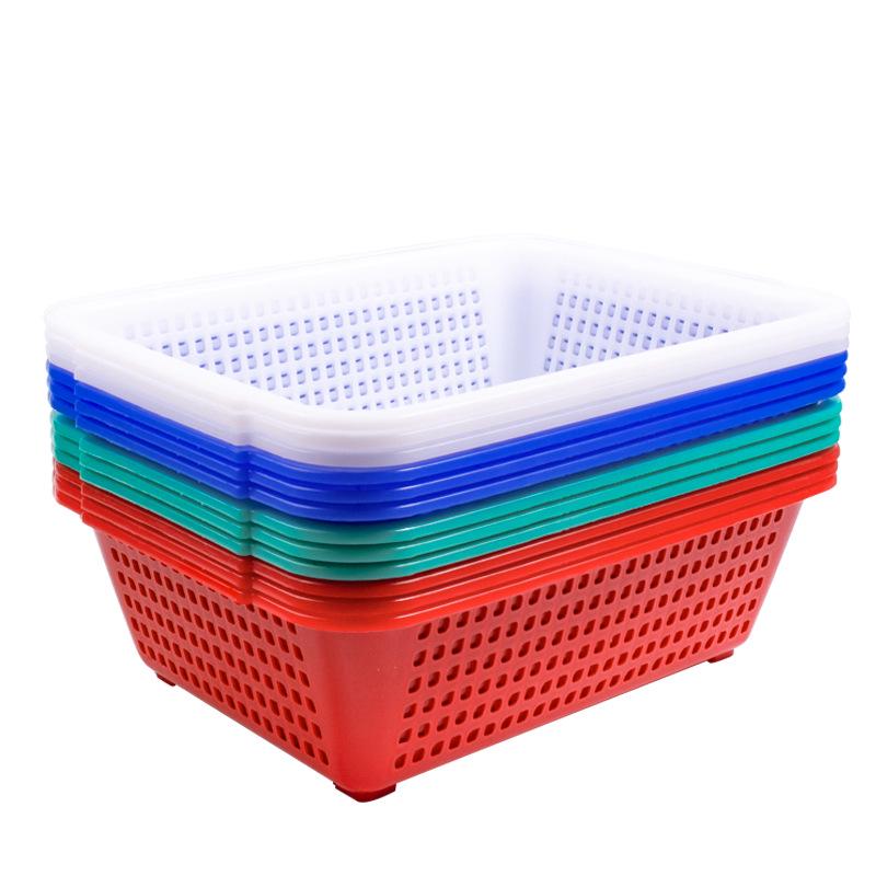 Large White Plastic Rectangular Kitchen Basket for Draining, Washing, and Storage