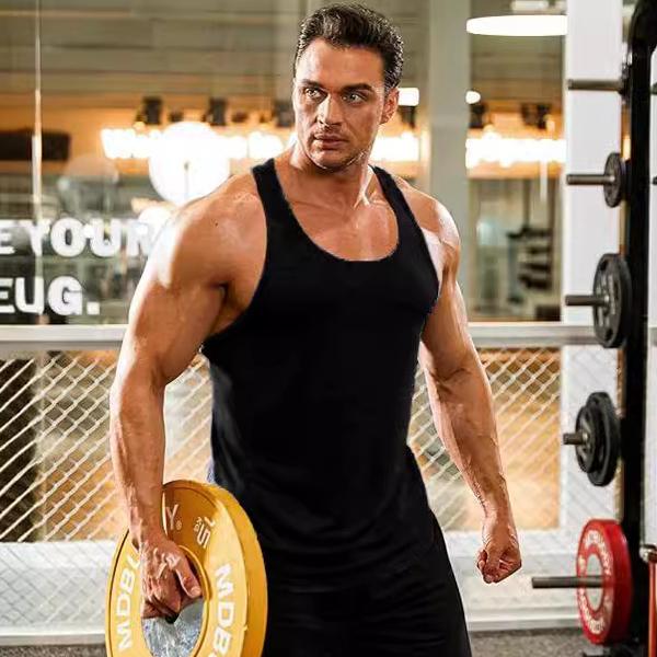 Kamizelka treningowa do ćwiczeń fitness Jednolity kolor Kamizelka w kształcie litery I Koszulki męskie