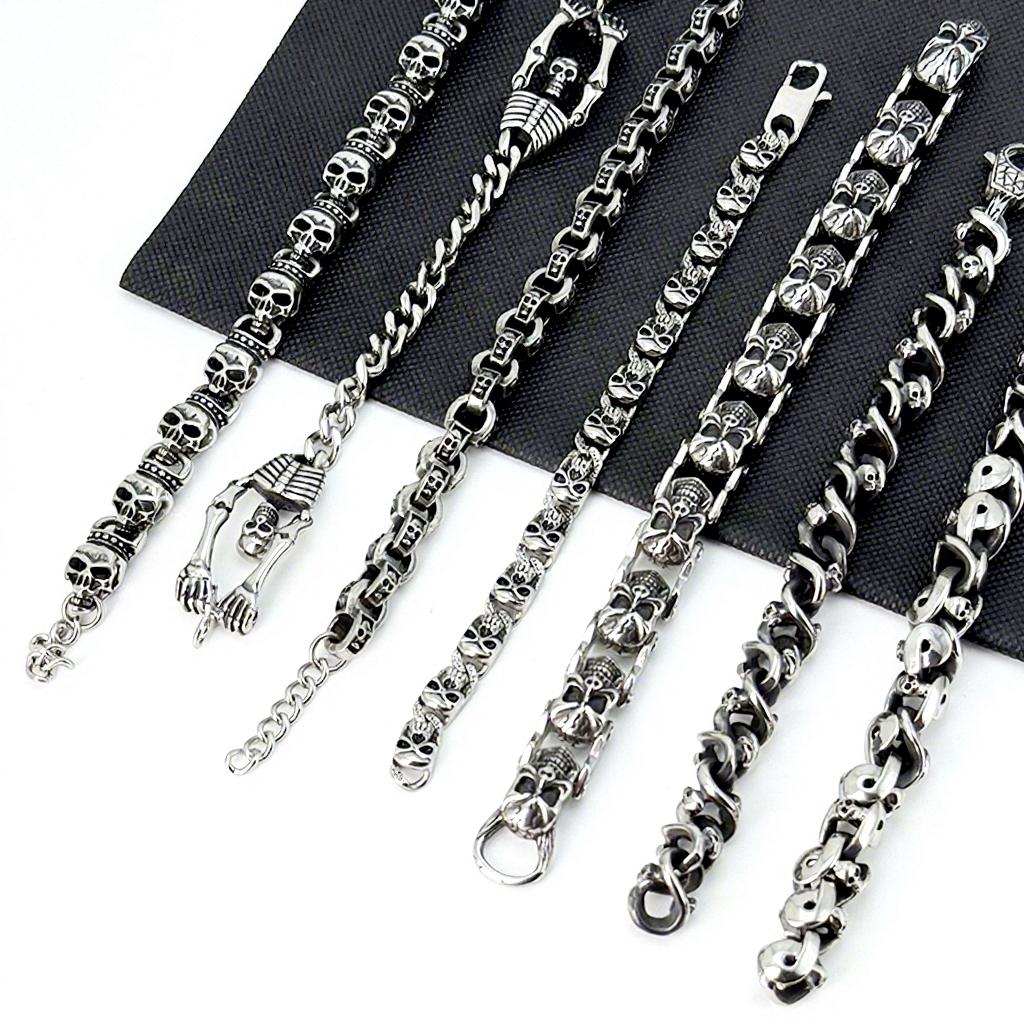 Mens Stainless Steel Cuban Link Bracelet Heavy Duty Black Oxidized Retro Gothic Punk Biker Style Jewelry Adjustable for Men