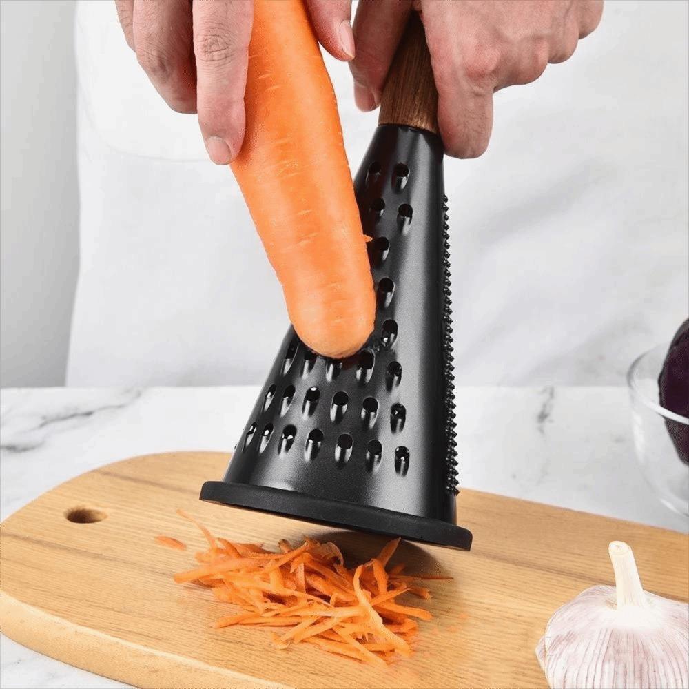Wooden Handle Cheese Grater Stainless Steel Garlic Grinder Black Conical Vegetable Grater Home