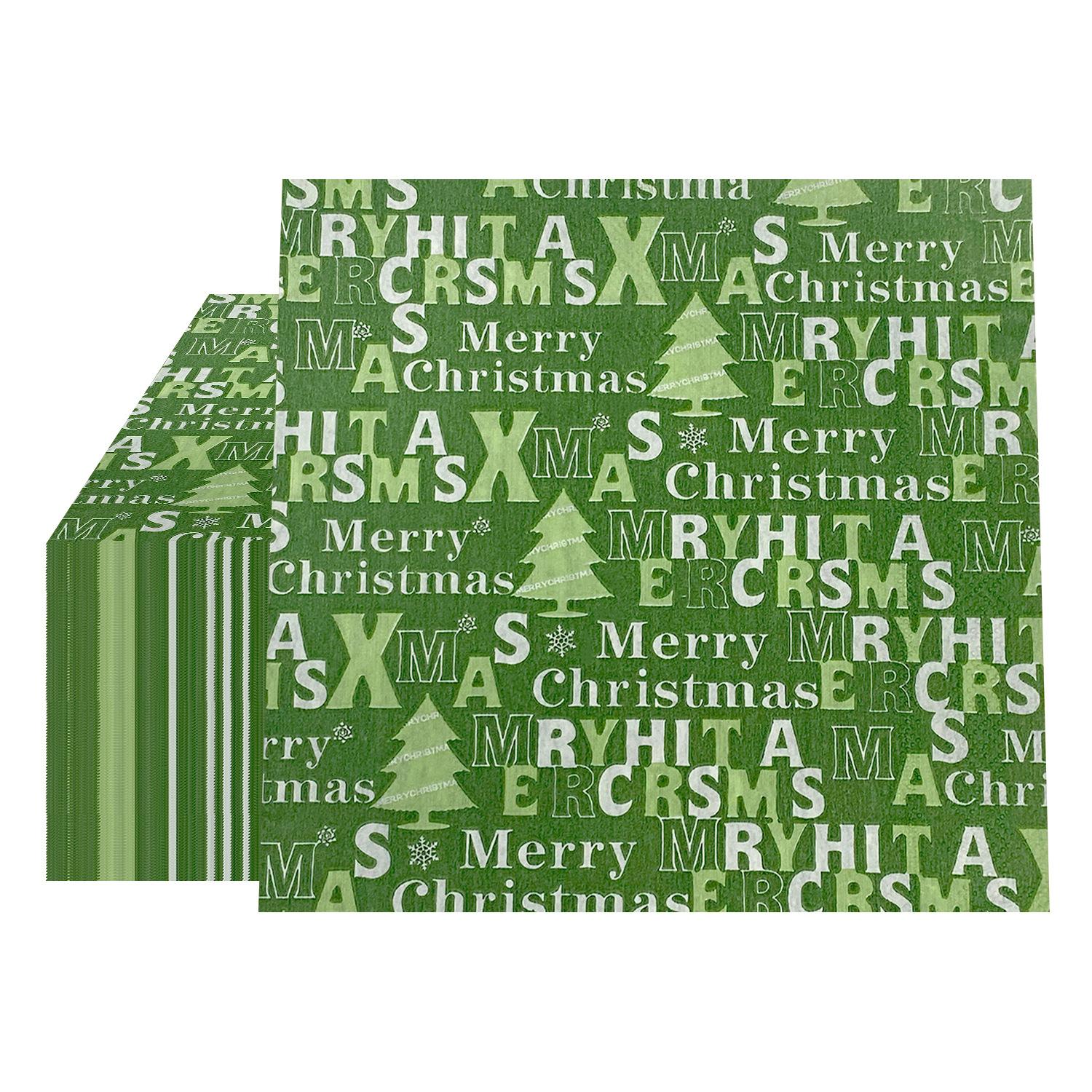 

20Pcs/bag Christmas Napkins Paper Santa Claus Snowmans Merry Decorations Home Disposable Tablewares Supplies
