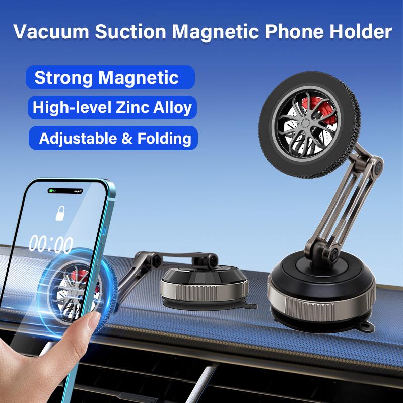 Metal Universal Vacuum Magnetic Car Phone Holder Mount Adjustable Suction Foldable Phone Stand for Mirro Gym Bath Shower Home
