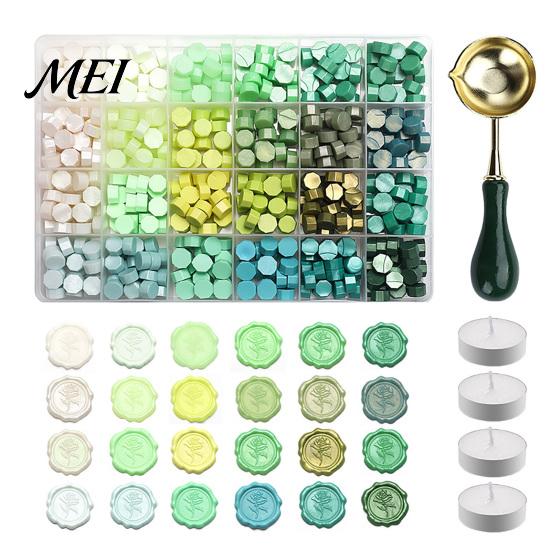 Wax Melting Spoon Seal Kit, with Beads And Candles Set, Artistic Set Stamp for DIY Crafting Wedding Invitations Tool
