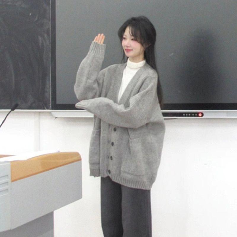 

Stylish Gray Collared Women s Cardigan Sweater for Autumn/Winter S (80-95 jin)