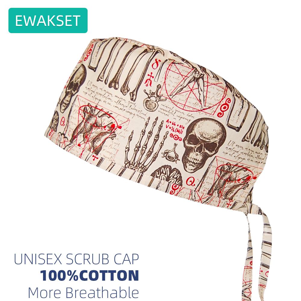 New Female Male Surgical Scrub Cap 100%Cotton Medical Nurse Doctor Hat Dentist Spa Lab Nursing Hats Unisex Hospital Surgeon Caps