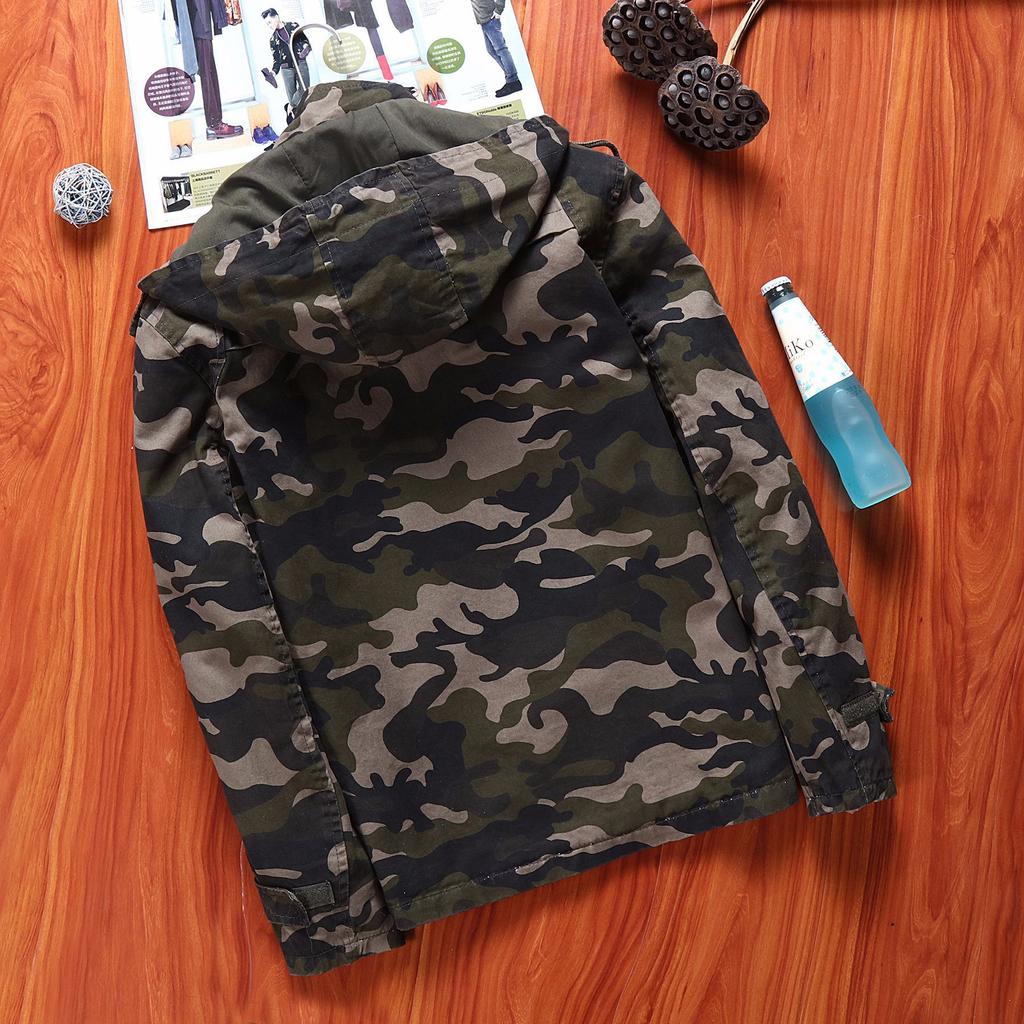 Men's Jacket Autumn and Winter Camouflage Hooded Cotton Casual Jacket Men's Trendy Thin Style