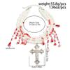 SHIXIN Goth Multi Layer Red Imitation Pearl Choker Necklace for Women Retro Jesus Cross Pendant Necklace Halloween Jewelry Gift