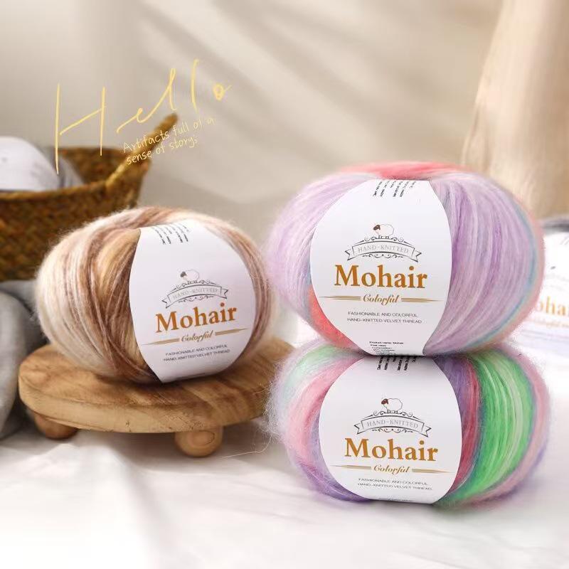 Silk Mohair Gradient Yarn for Hand-Knitted Shawls and Sweaters