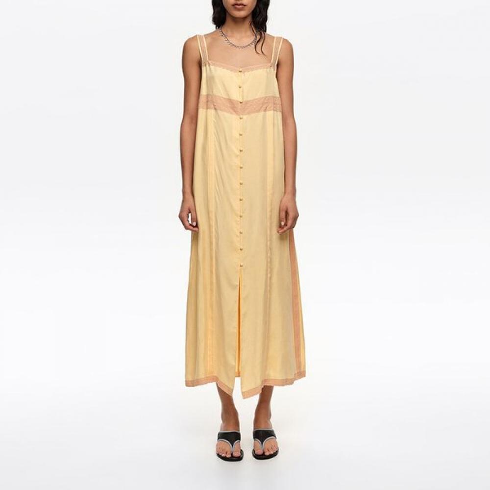 BimbA Y LolA Button LAce A Line Dress   Yellow b265Awo006Yeb Yellow/XS