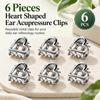 6Pcs Silver‑Tone Ear Acupressure Clips Heart Shaped Ear Acupoint Clips  Household Use