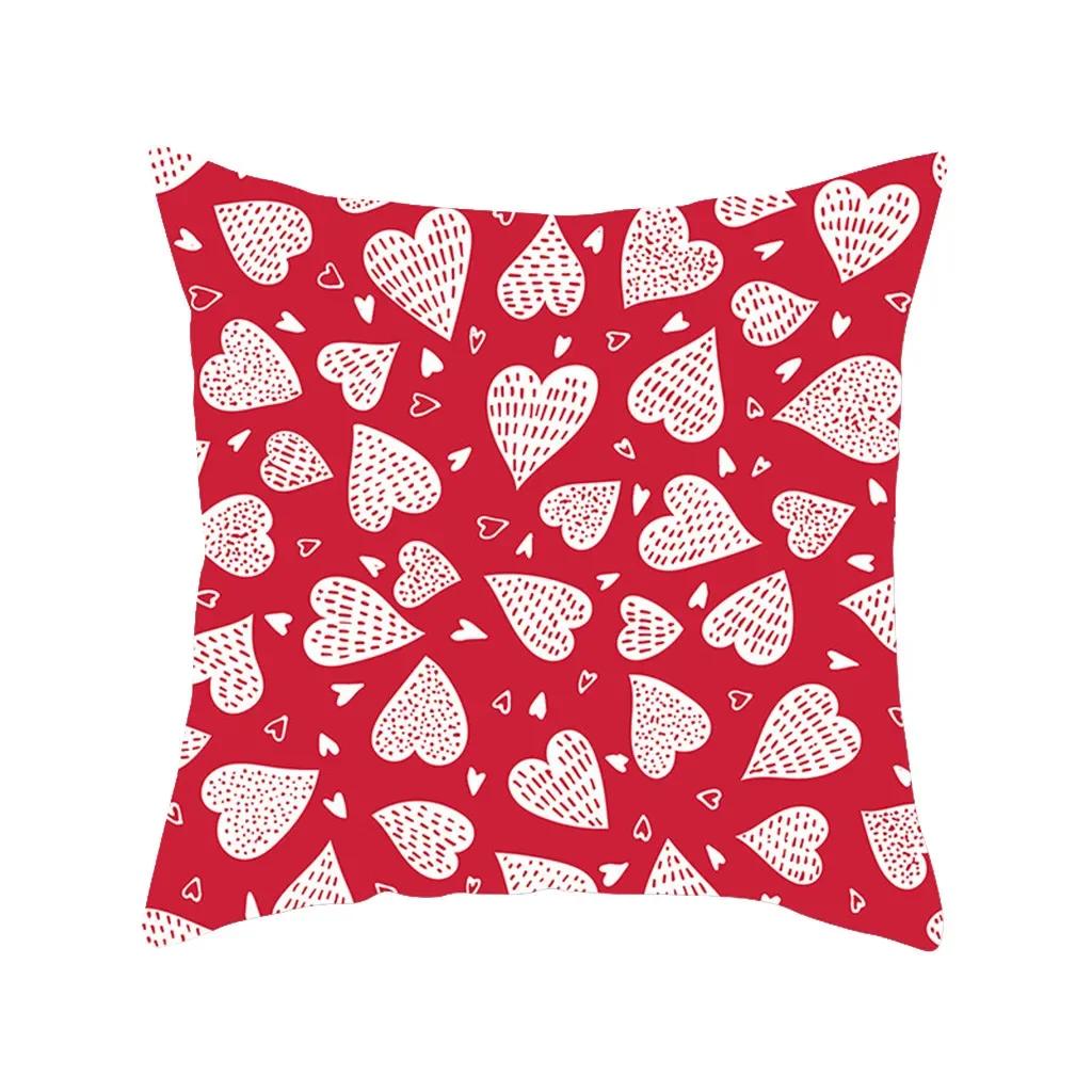 Red Black Series Heart Love Papa Pattern Print Soft Square Pillowslip Polyester Cushion Cover Pillowcase Living Room Home Decor