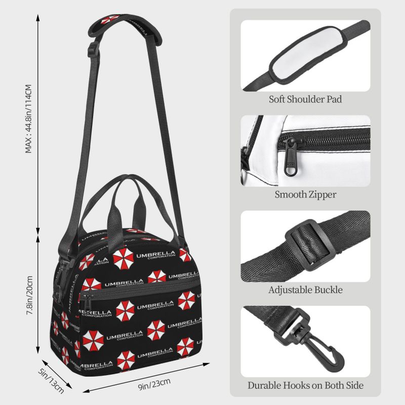 Umbrella Corporation Insulated Lunch Bag Unisex Reusable Lightweight Bento Tote Cooler Thermal Lunch Box with Adjustable Strap