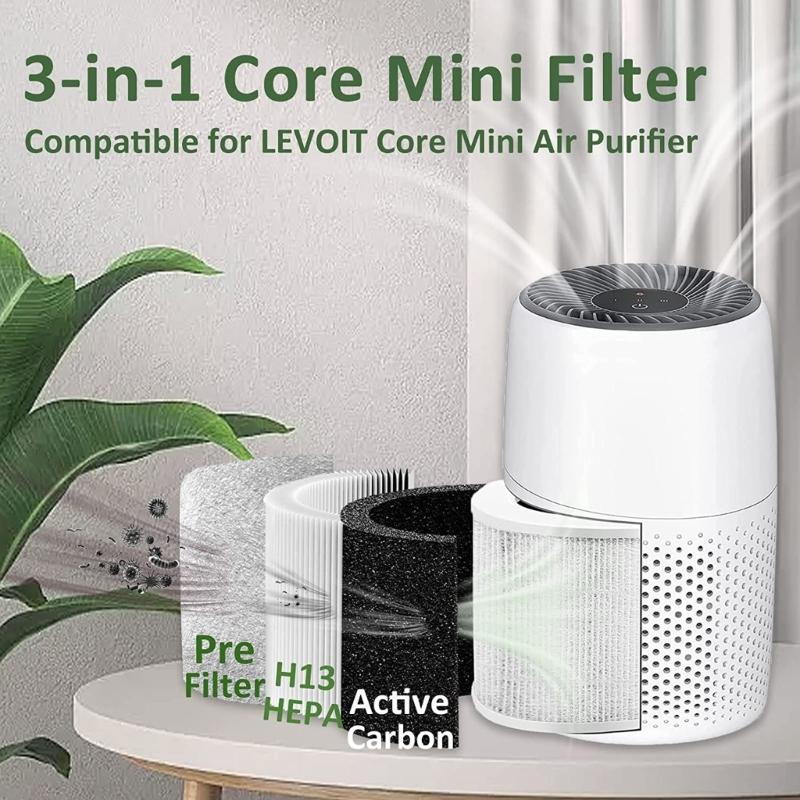 Replacement Air Purifier Filter Suitable for LEVOIT-Core Mini/Mini-RF HEPA 360-Degree Activated Carbon Filtration 2 Pack