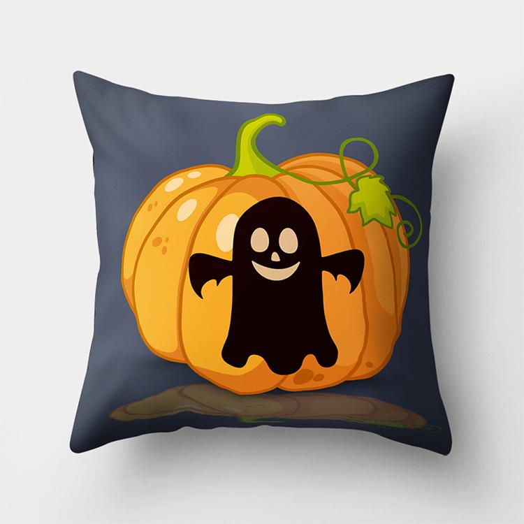 Halloween Theme Ghost Wizard Print Pattern Cushion Cover Home Living Room Sofa Decoration Square Polyester Pillow Pillow Cover