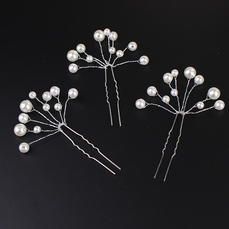 

Korean Pearl U-Shaped Bridal Hair Fork: White Wedding Hairpin and Updo Accessory белый
