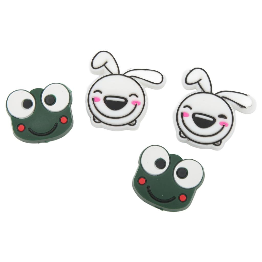 4 PCS Tennis Racket Vibration Dampener Cartoon Animal Shape Tennis Shock Absorber Frog 2.2cm 0.9in Rabbit 2.8cm 1.1in