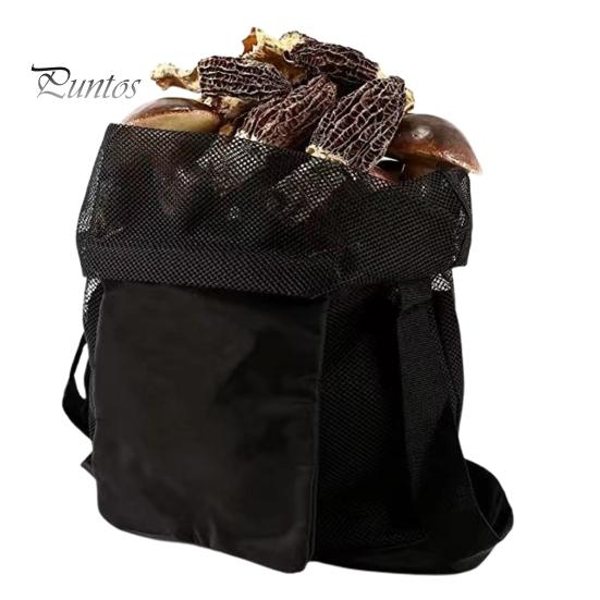Foldable Mushroom Bag with Adjustable Strap External Storage Pouch for Outdoor Mushroom Collecting Fruit Picking