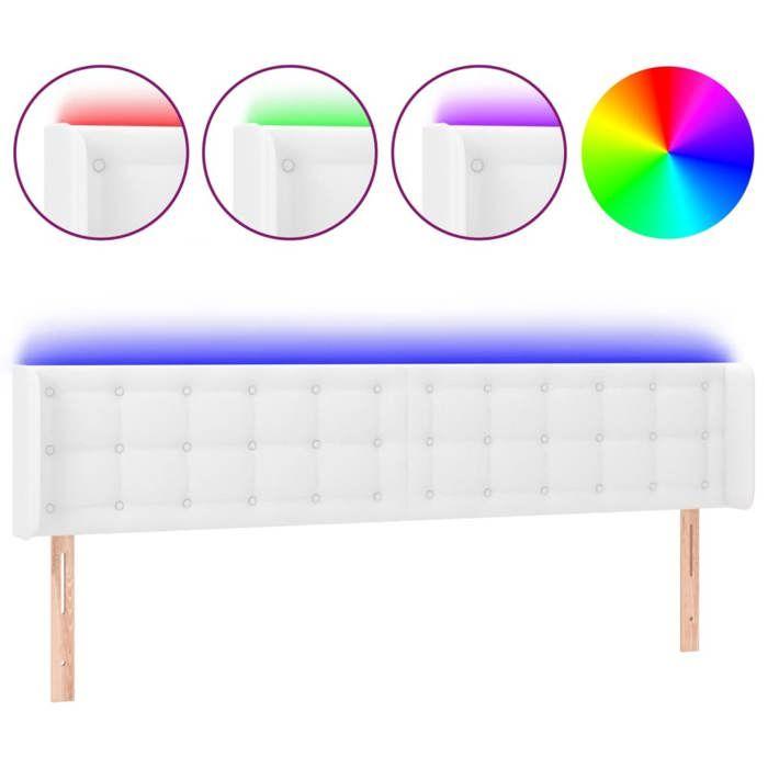 VidaXL Tête de Lit à LED Meuble de Chambre à Coucher Accessoire de Lit Double Tête de Cadre de Lit Intérieur Blanc 3123345
