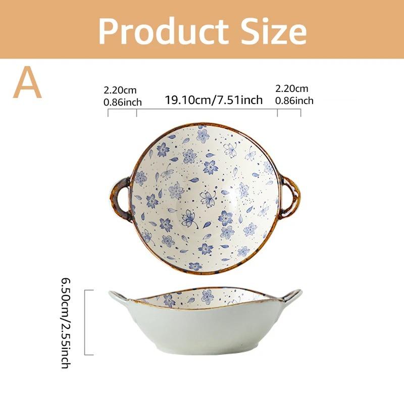 Double Ear Soup Bowl Japanese Style Bowl Household Retro High-value Internet Celebrity Eating Noodles Bowl Ramen