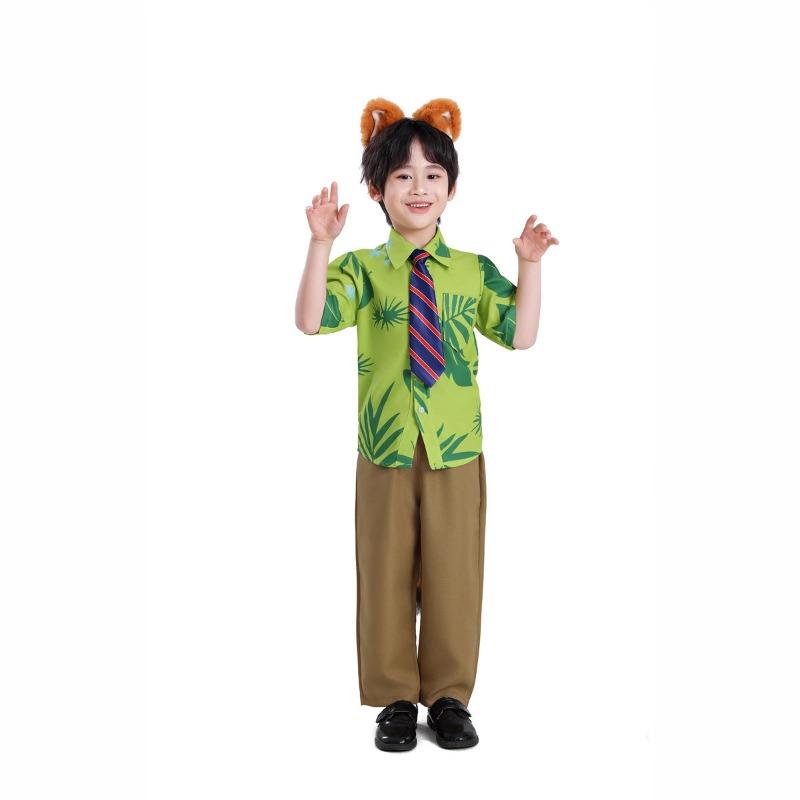 Crazy Animal City Nick Fox Clothing Children's Play Clothing Floral Short Sleeve Shirt Stage Performance Clothing