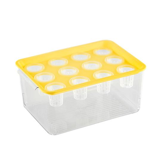 

Прозора гідропонна плантаторна коробка з кришкою з 12 отворами та ручкою, пластиковий прямокутний гідропонний тримач для квітів та сукулентів жовтий