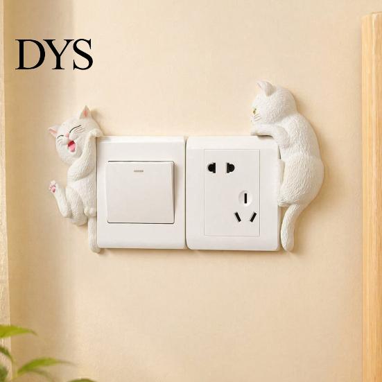 Cartoon Katze Schalter Schild 3D Licht Aufkleber, Dekorative Harz Wandplatten Abdeckung, Niedliche Tier Kinder Sichere Abdeck Aufkleber, Abziehen und Aufkleben Dekorationen