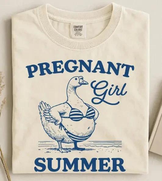 Funny Pregnancy Announcement Shirt Cute Goose Summer Tee M