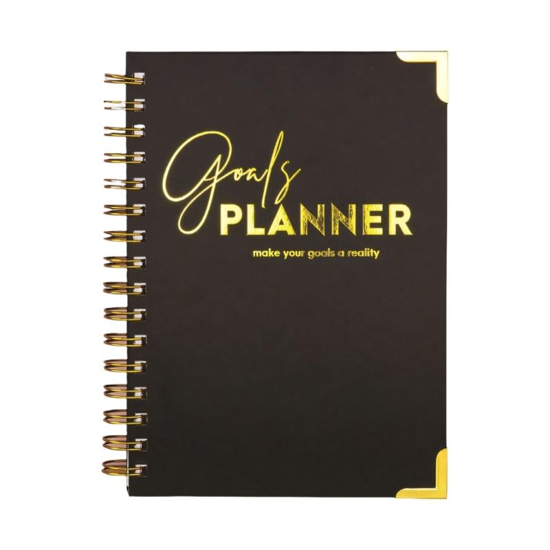

Elegant Daily Schedule Notebook With Firm Cover And Metal Corners Perfect For Work Or School чорний