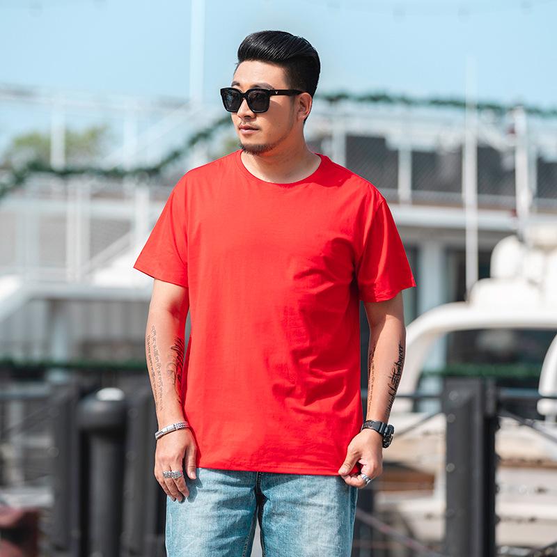 Tricou largi pentru bărbați de mărime mare M-7XL 8XL Tricou cu mâneci scurte pentru bărbați, culoare uni, cu gât rotund