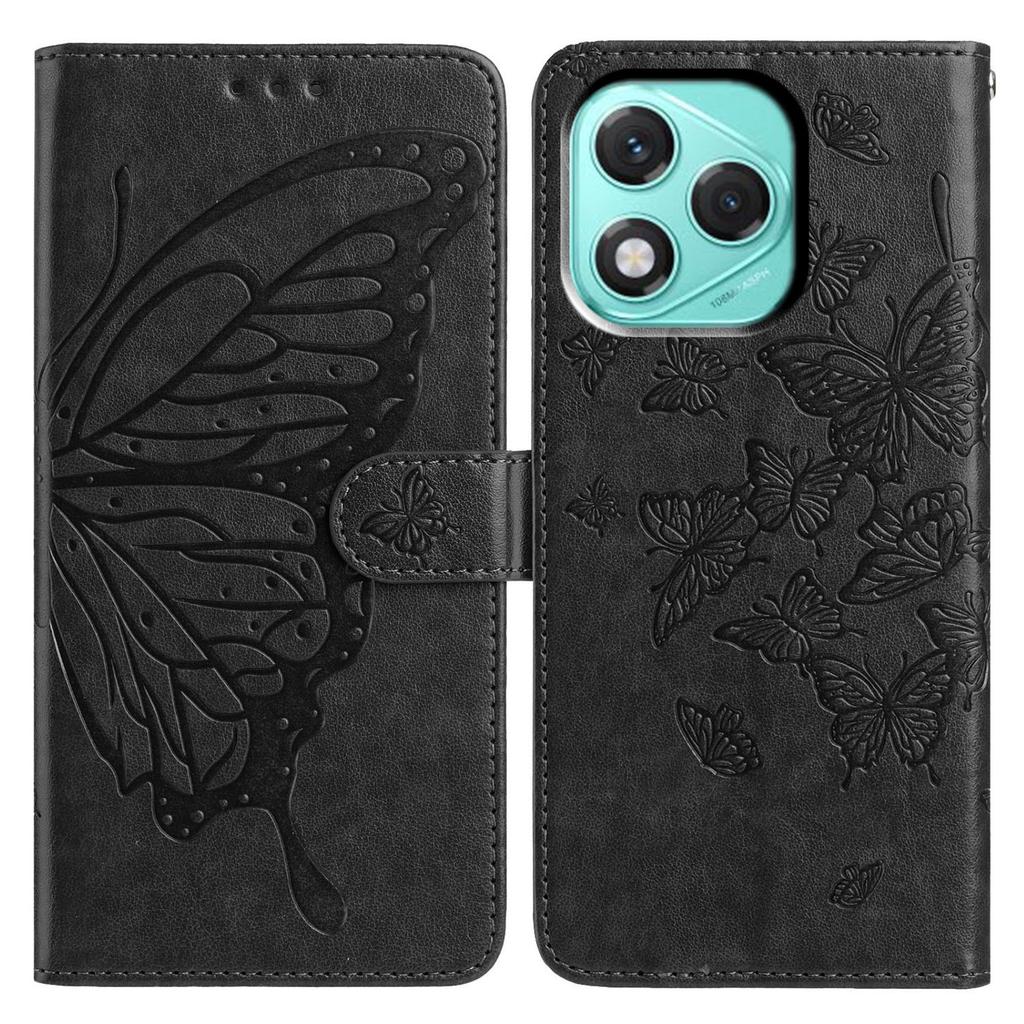 Für Honor 400 Lite 5G Hülle Schmetterling Geprägte Brieftasche Ständer PU Leder Klapphülle mit Riemen