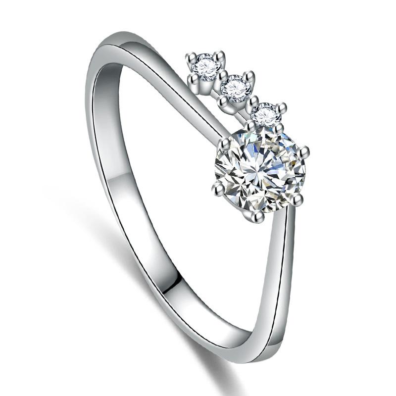 Lindon Classic Copper Alloy Zircon Ring Ladies Jewelry Wedding Promise Party Gift