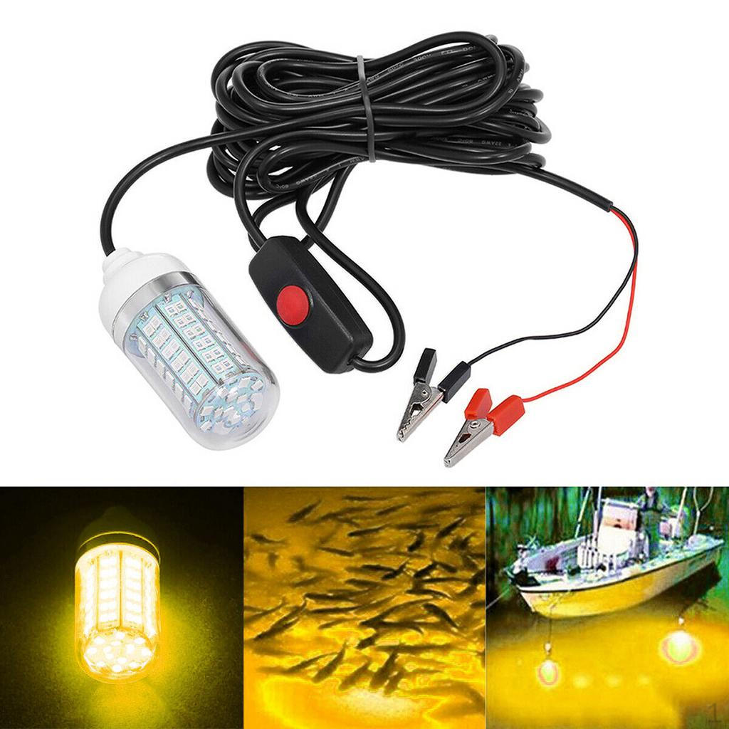 12 Dränkbar Fiske Lampa Undervatten Lampa Natt för Fisk Lockande med 5M