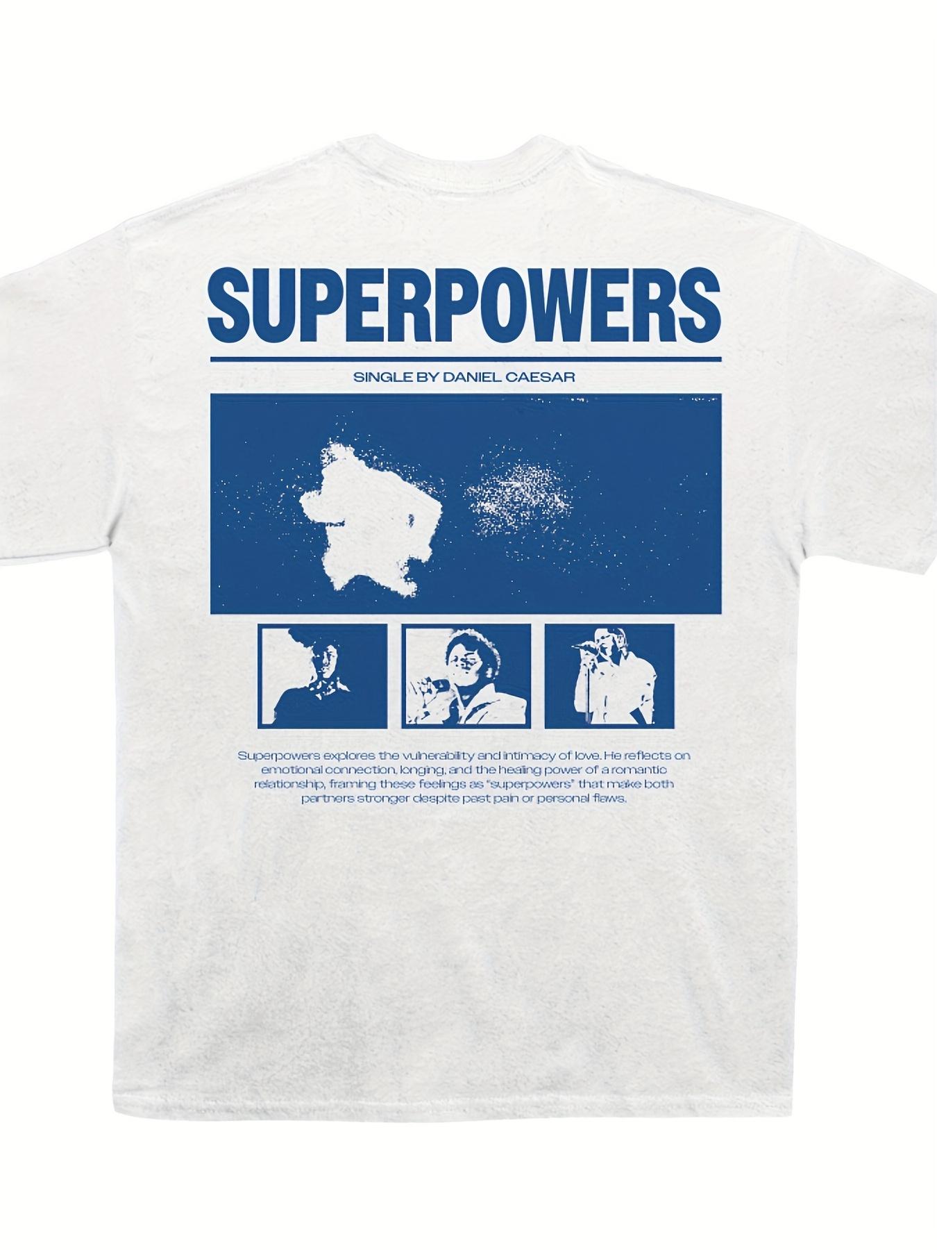 Mens Daniel Caesar Superpowers Graphic TShirt  Music Album Cover Print Loose Fit Casual Pure Cotton AllSeason Couple TShirt S