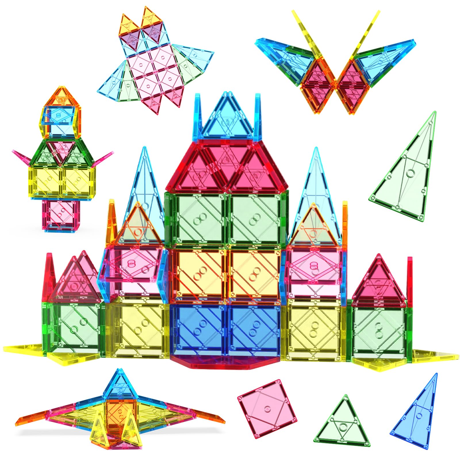 

Magnetic Blocks, 82 Pieces, 66 Pieces, Large Capacity [ST Standard & Food Sanitation Law Compliant] Magnetic Toy, Educational Toy, 3D Puzzle, 48