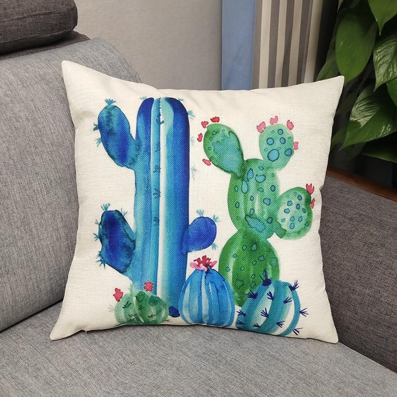 Nordic Simple Green Plant Pillow Cushion Office Sofa Pillow Pastoral Flowers and Plants Ins Style