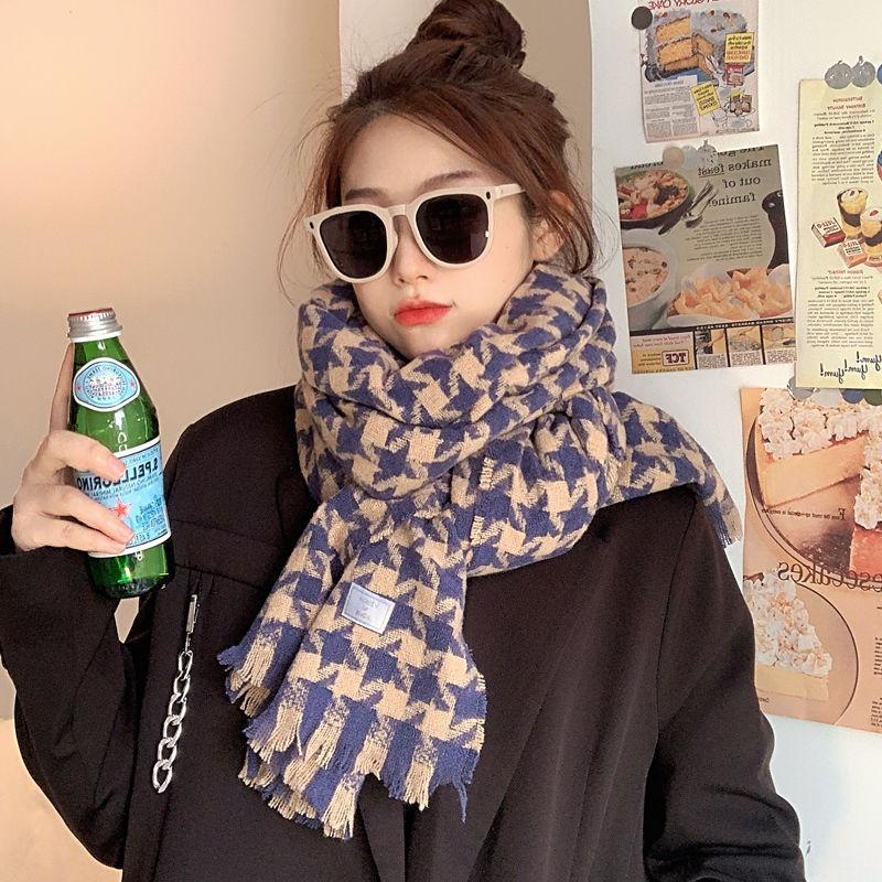 New Scarf for Women Winter Houndstooth Two color Korean Style Versatile High End Women's Autumn and Winter Warm Student Scarf