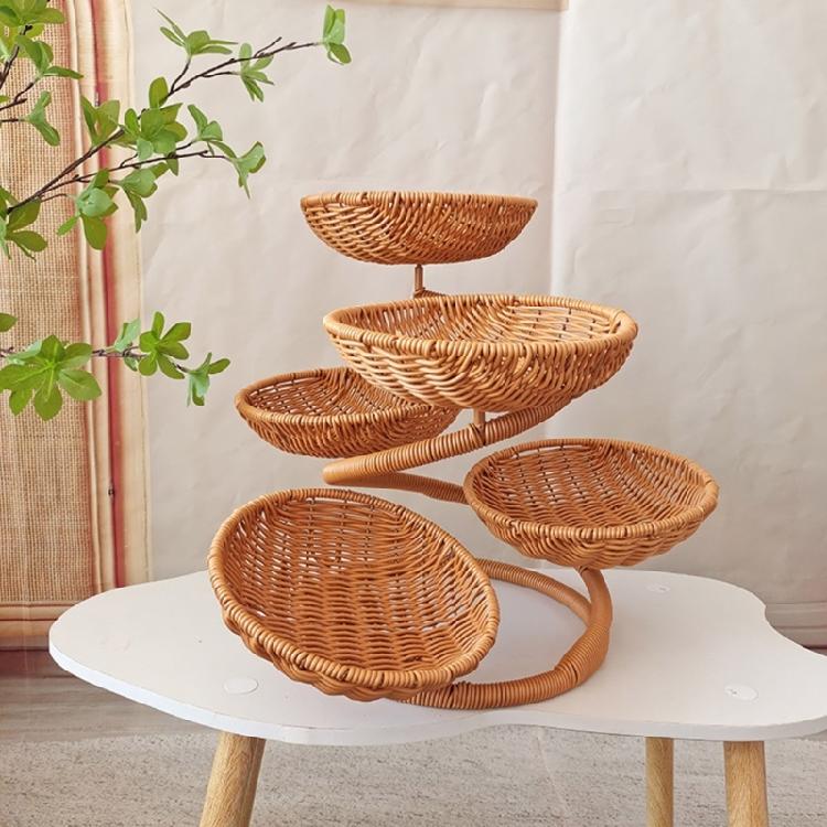Praktischer Obstaufbewahrungskorb Eleganter Obstschalenhalter mit mehrschichtigem Halter Künstliche Rattan-Organizer