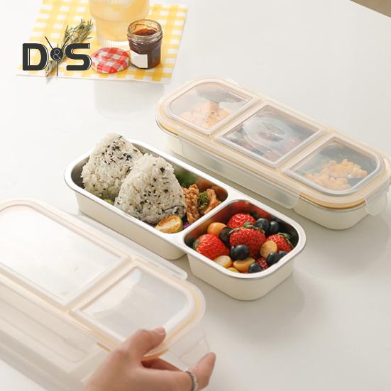 Snackbehälter aus Edelstahl, unterteilte Gewürzbox mit Deckel, Lunchbox mit auslaufsicheren, versiegelten Fächern, wiederverwendbarer Lebensmittelbehälter für die Schule