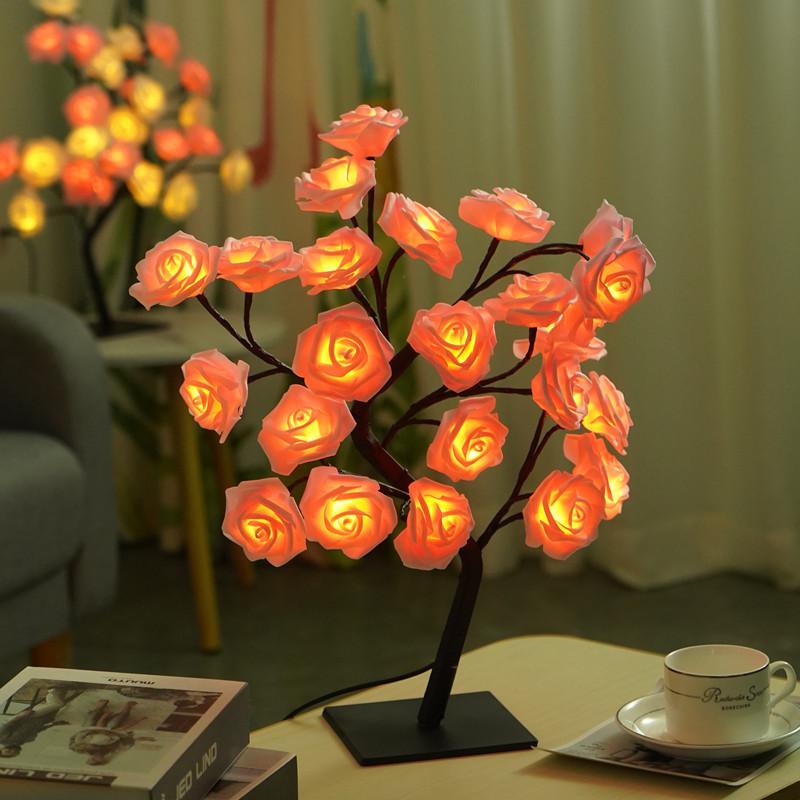 LED Rose Flower Room Decoration Night Light: Modern Home Atmosphere Ornament
