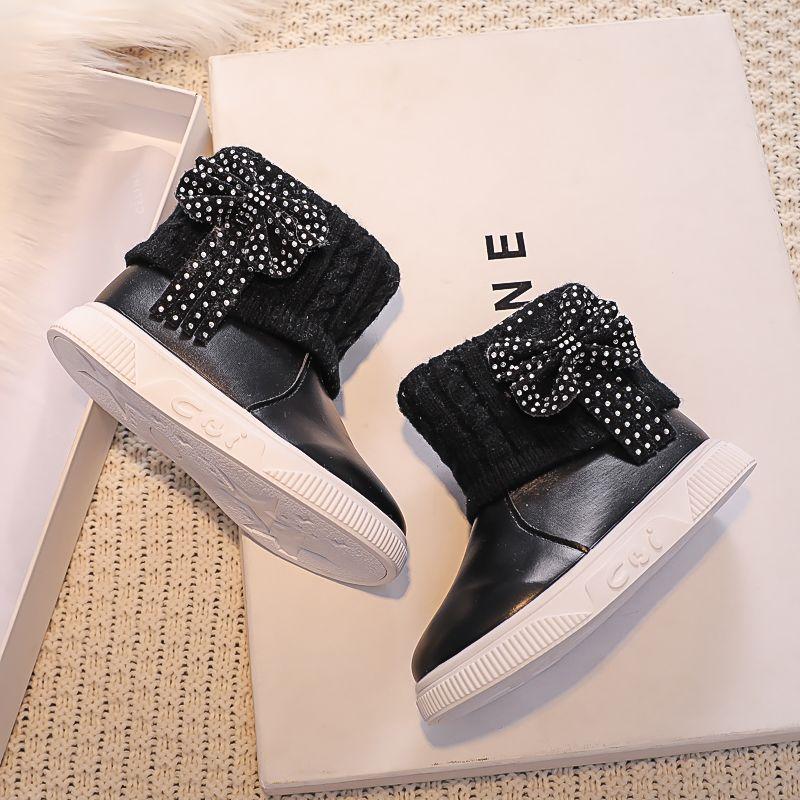 Modische Prinzessin Fleece Schneestiefel für Mädchen, Winter Kinder Süße Baumwollstiefel