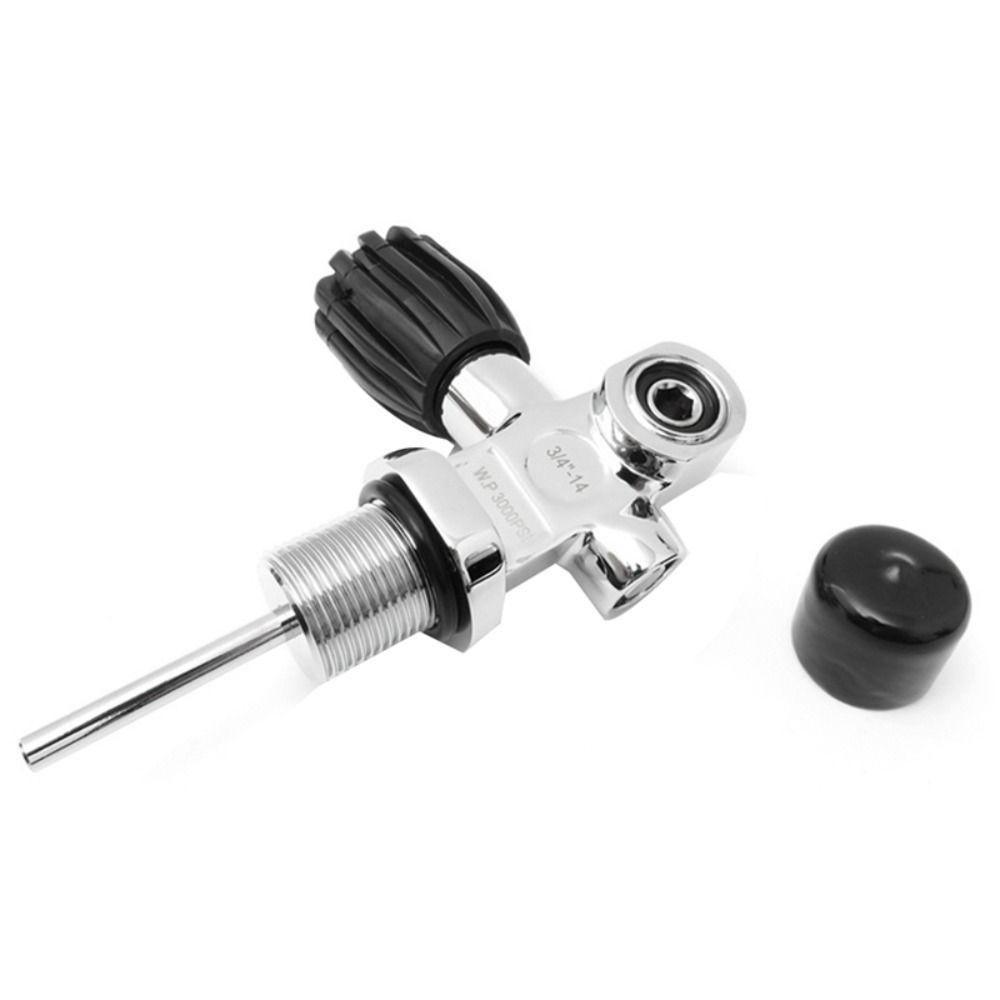 Silver Diving Tank Valve Metal 3000Psi 250Bar 3/4-14NPS Durable Replacement Spare Parts