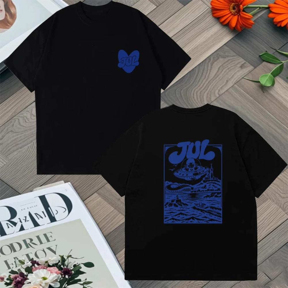 Unisexs JUL Heart Logo DoubleSided Print TShirt 100 Cotton Loose Comfortable Breathable French Hip Hop Casual Short Sleeve