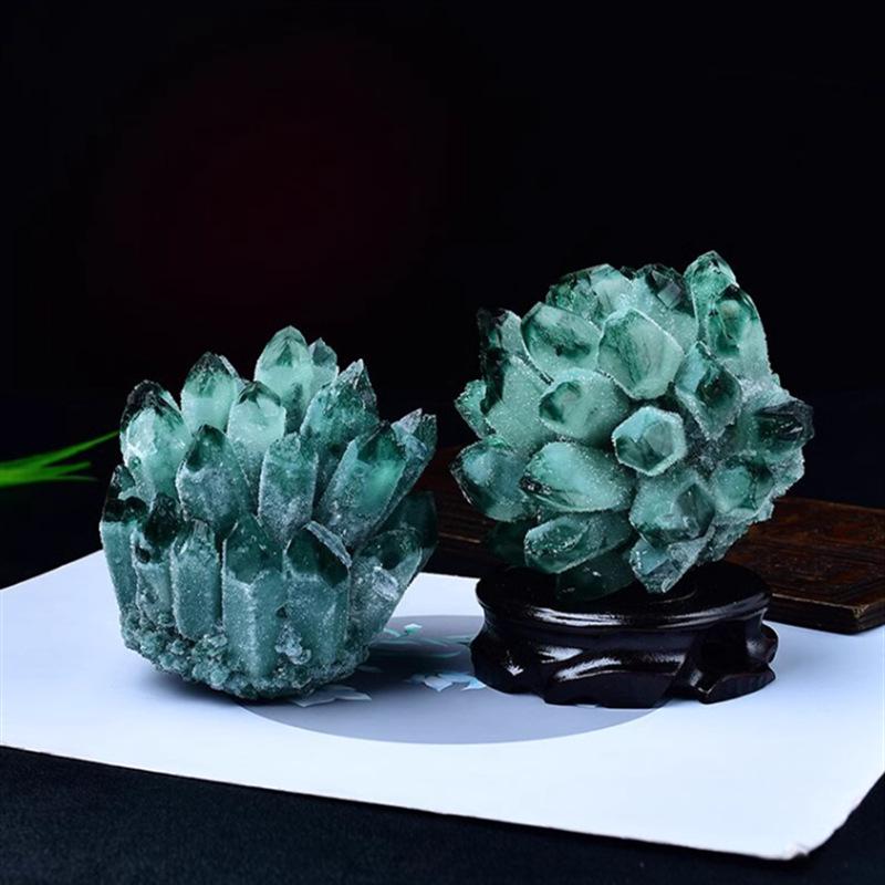 Green & White Crystal Cluster: Raw Stone Ornament for Purification, Home Decor & Jewelry Gift