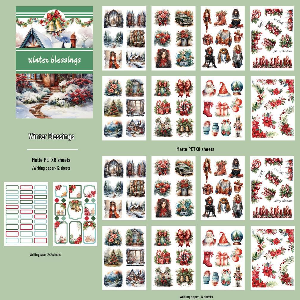 Europäische Retro Weihnachts-Cartoon-Sticker: Ausgestanzte Charaktere zur Tagebuchdekoration und für Festivalthemen