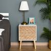 2-Drawer Chest of Drawers, Raised Legs, 40x30x55.5 Cm, White and Natural